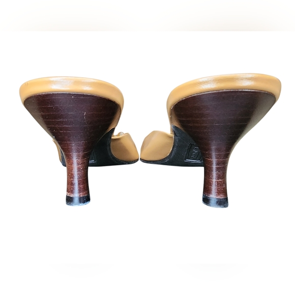 Talbots Beaded Tan Leather Kitten Heel Mules - Size 8B - Picture 6 of 8